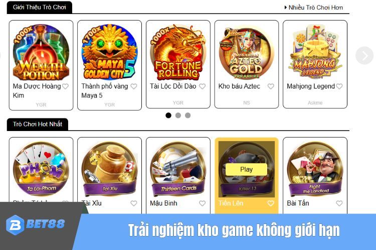 Nạp tiền BET88 để trải nghiệm kho game không giới hạn